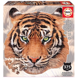 Educa - Tiger Face Shaped Puzzle (ลักษณะเป็นรูปหน้า) ขนาด 375 ชิ้น Made in Spain มีสินค้าที่ไทย พร้อมส่งได้ทันที