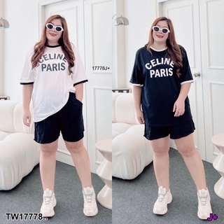 17778 Set #Bigsize 2 ชิ้น เสื้อยืดแขนสั้น สกรีนลาย + กางเกงขาสั้น Short sleeve t-shirt with screen print + short pants.