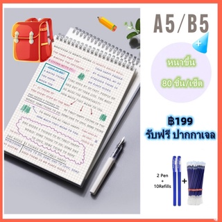 (แนวตั้ง) สมุดโน๊ตสันห่วง ปกใส A5 B5 สมุดเปิดบน ตาราง เส้นกริด มีเส้น ไม่มีเส้น เส้นกราฟ ตารางกริด