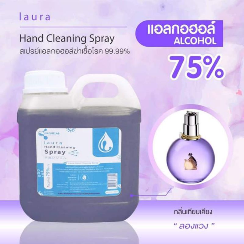🌷Laura Hand Cleaning Spray 75% 🌷  *** ขนาด 1,000 ml ***