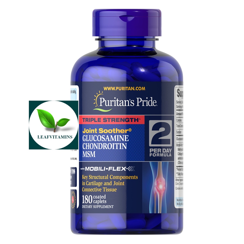 Puritan's Pride Triple Strength Glucosamine, Chondroitin , MSM Joint Soother / 180 Caplets(กลูโค