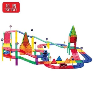 2N KIDS_พร้อมส่ง  🚗Traffic Magnetic Tile   82 ชิ้น ตัวต่อแม่เหล็กรางรถ พร้อมสติ๊กเกอร์เครื่องหมายจราจร