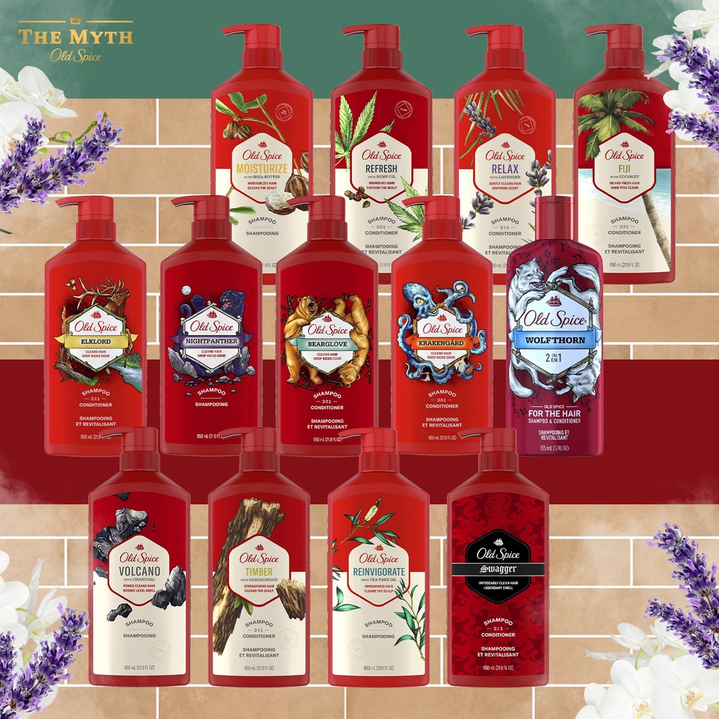 *ลด60.- ใส่โค้ด DECMYTH1* Old Spice รวม แชมพู Shampoo ขนาด 650 ml ทุกกลิ่น แบบขวดปั๊ม