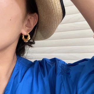 ต่างหูห่วงบิด ชุบทอง 18K ทรงกลม