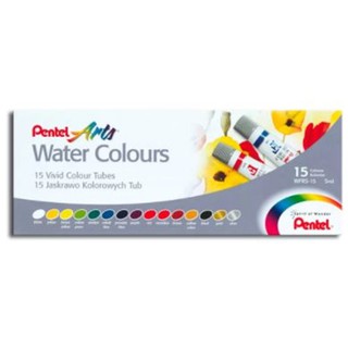 Pentel Water Colours WFRS-15 : 15 Colours set  eachสีน้ำ เพนเทล 15 สี ปริมาตรหลอดละ 5ml