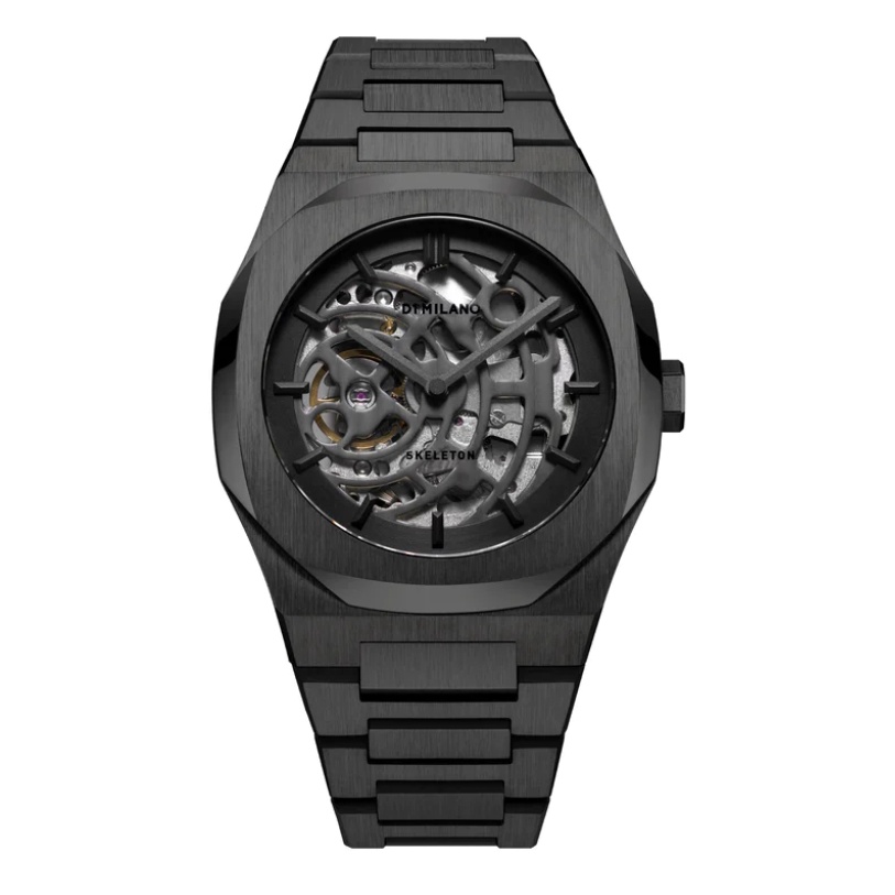 D1 Milano Skeleton สีดำ ระบบ Automatic