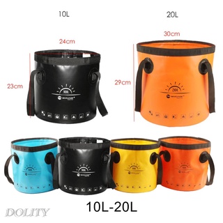 [Dolity] ถังน้ําแบบพกพาพับได้สําหรับตั้งแคมป์ 10 ลิตรสีเหลือง