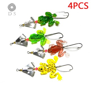 4 Pcs Soft Rubber Frog Fishing Lures Bass Spinner Bait Single Hook Crankbaits 8cm