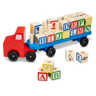 [28 ชิ้น] รุ่น 5175  รถบล๊อกไม้ A-Z มีทั้งอักษณเล็กและอักษรใหญ่ Melissa &amp; Doug  Alphabet Truck คละผสมกัน  รีวิวดีใน Amazon ขนาด 1”  อย่างดี