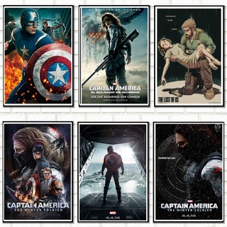 สติกเกอร์โปสเตอร์กระดาษ ลายกัปตันอเมริกา The Winter Soldier Marvel สําหรับตกแต่งผนังบ้าน