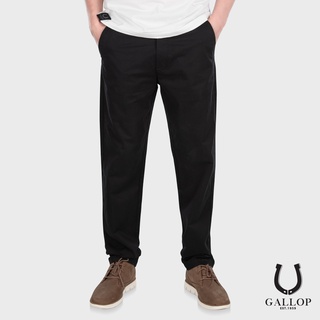 GALLOP : CHINO PANTS  กางเกงขายาวทรงกระบอก (ผ้าชิโน) รุ่น GL9008 สีดำ