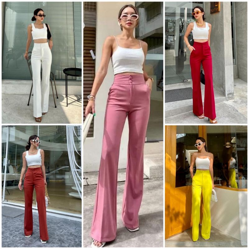 Ready Promthong C2B HW Cutbray กางเกงขายาวผู้หญิงแฟชั่นนําเข้า bkk bangkok สไตล์เกาหลี