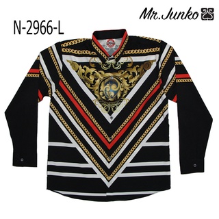 ⚡ ส่งฟรี⚡เชิ้ตผู้ชายแขนยาว งานต่อลาย Mr-Junko N-2966-L ผ้านิ่ม ใส่สบายไม่ร้อน