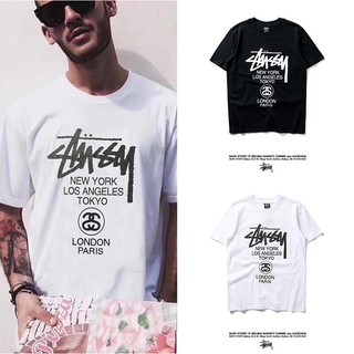 Stussy เสื้อยืดแขนสั้นคู่