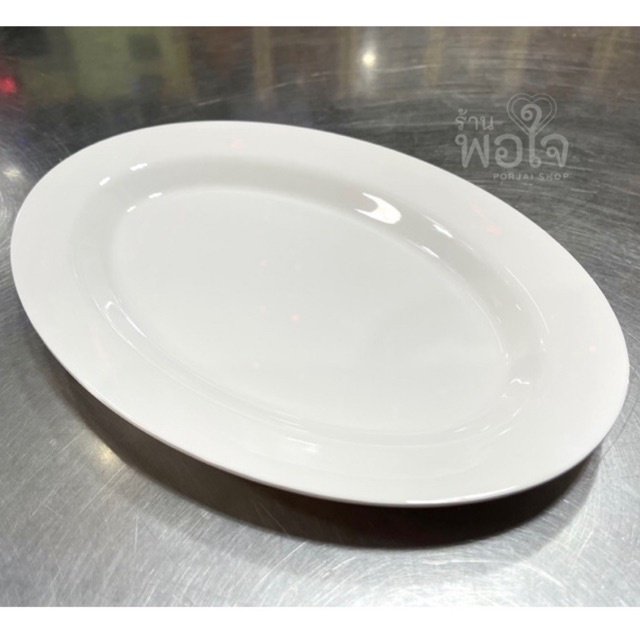 จานเปล 10" สีขาว จานเมลามีนแท้ จานวงรี #P1024-10