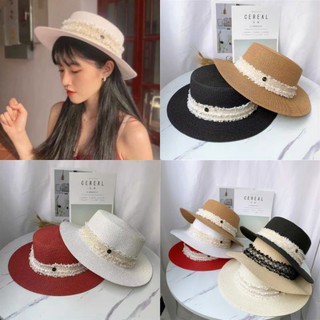 [พร้อมส่ง] หมวกสานผู้หญิง หมวกสานปีกกว้างกันแดดสไตล์เกาหลี