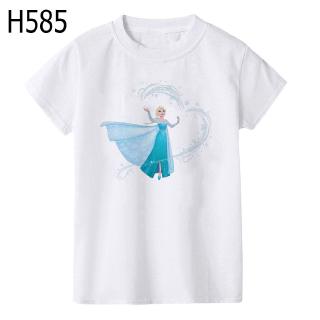 เสื้อยืดคอกลม แขนสั้น พิมพ์ลายการ์ตูน Frozen Aisha Princess สีขาว สําหรับเด็กผู้หญิง