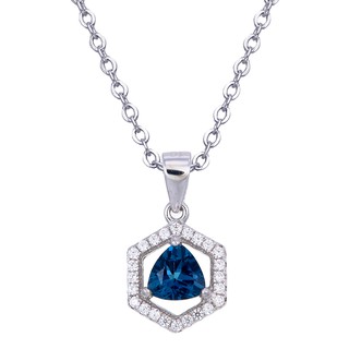 จี้พร้อมสร้อย ลอนดอนบูลโทปาซ เงิน 92.5 % ชุบโรเดียม Pendent london blue topaz silver 92.5 %  Rhodium plating