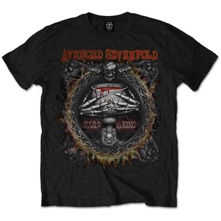 คอลูกเรือเสื้อยืดคอกลมเสื้อยืด ผ้าฝ้าย 100% พิมพ์ลาย Avenged Sevenfold Drink Hail To The King กันลื่น สะดวกสบายผ้าฝ้ายแท