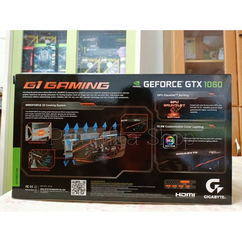 VGA  การ์ดจอ GTX 1060 6GB Gigabyte G1 Gaming (OC,D5)