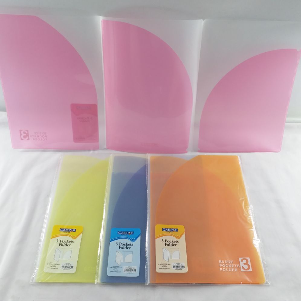 CAMPAP CM8434 B5 CLEAR FOLDER(3กระเป๋า) x6ชิ้น