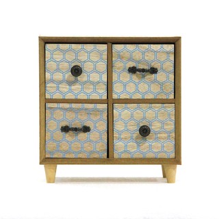 ตู้ลิ้นชักไม้จิ๋ว ลาย Honey Comb (4 Drawers Mini Cabinet)