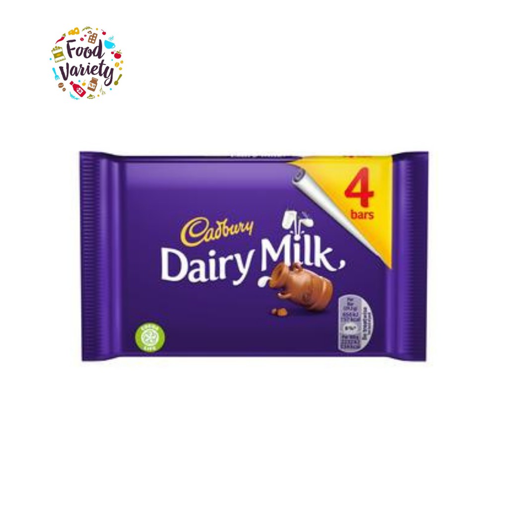 Cadbury Dairy Milk Chocolate 4 Bars 108.8g แคดเบอรี ช็อกโกแลตนม 4 แท่ง 108.8 กรัม