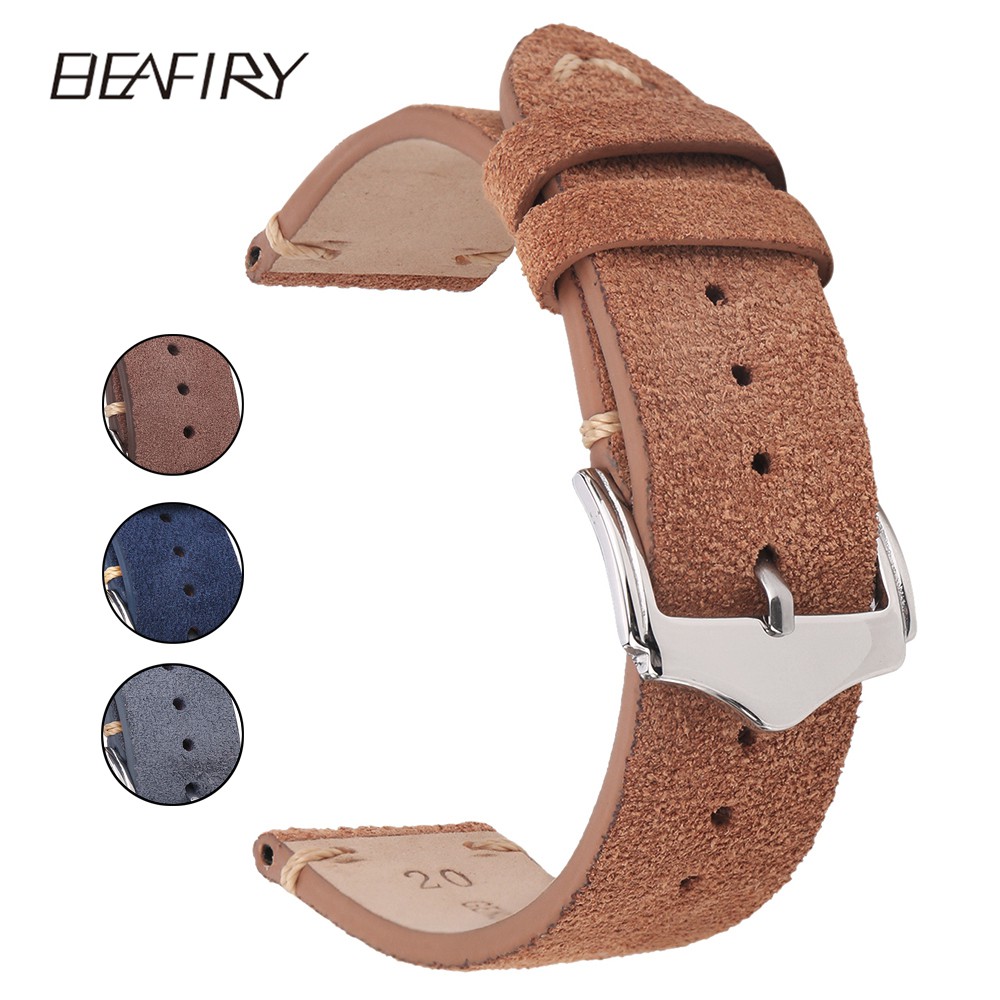 ღღGenuine Leather Watch Band 18mm 19mm 20mm 22mm Suede Leather Watch