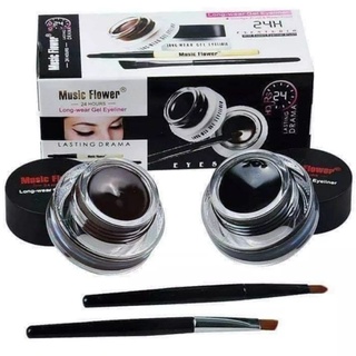 เจลเขียนคิ้ว เจลอายไลเนอร์ 2ตลับกันน้ำ24ชม Music Flower 24 Hours Longwear Gel Eyeliner