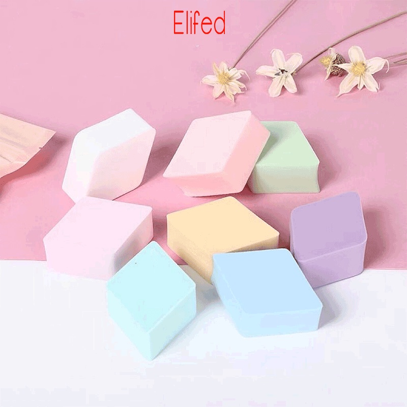 【พร้อมส่ง】พัฟฟองน้ําแต่งหน้า รูปสี่เหลี่ยมขนมเปียก และแห้ง 4 ชิ้น ต่อ 1 ชุด