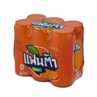 แฟนต้า น้ำส้ม แคน 325 มล. 6 กระป๋อง x 1 แพ็ค Fanta orange juice 325 ml. 6 cans x 1 pack