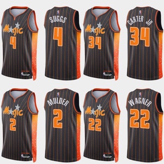 ใหม่ เสื้อกีฬาบาสเก็ตบอล แขนกุด ลาย NBA Jersey Orlando Magic Carter Mulder Suggs Wagner พลัสไซซ์