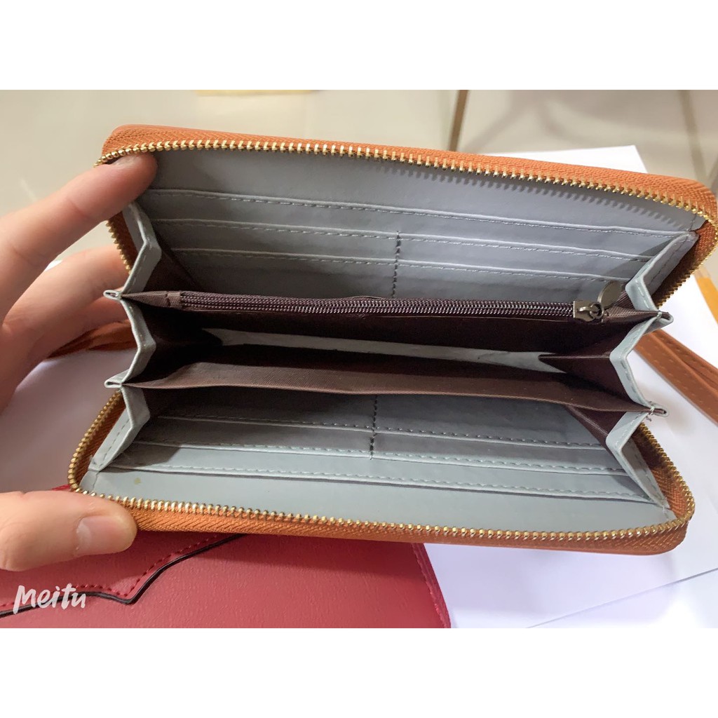 กระเป๋าสตางค์ใบยาว forever young สีพาสเทล ทูโทน (Two Tone) ด้านในสีชมพู 3233#