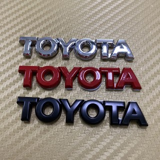 โลโก้* TOYOTA เล็ก งานโลหะ  ขนาด* 1.4 x 7 cm ราคาต่อชิ้น