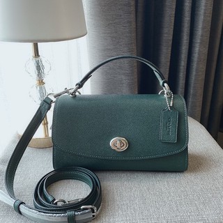 👑ผ่อน0%~แท้100%👑 กระเป๋าสะพาย  Coach C1802 Tilly Satchel23 ทิวลี่รุ่นใหม่ล่าสุด น่ารักมากคะ หนังCross grain สีเขียว
