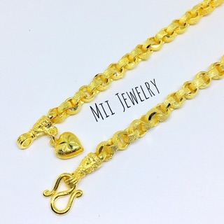 ส่วนลด 100 บาท สร้อยข้อมือ ลายเปียตัดลายน้ำหนัก 50 สต. ปั้มตะขอ เหมือนทองจริงทุกประการ