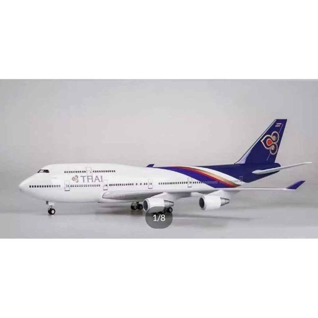 โมเดลเครื่องบิน การบินไทย โบอิ้ง 747 (ยาว 47 ซม.) มีไฟ LED ทำด้วยเหล็ก สวย งานละเอียด ตกแต่งบ้านเสริมฮวงจุ้ย