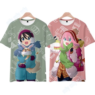 เสื้อยืดลําลอง ลายการ์ตูนอนิเมะ Yuru Camp สําหรับผู้ใหญ่ วัยรุ่น ทุกเพศ