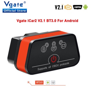 เครื่องสแกนเนอร์ Vgate iCar2 elm327 OBD OBD2 iCar Elm 327 บลูทูธ odb2 Code reader PK elm327 V1.5