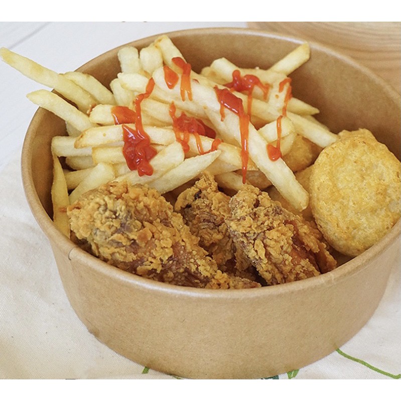 ถ้วยกระดาษคราฟท์พร้อมฝา(50 ชุด) ชามกระดาษคราฟท์พร้อมฝาPET ขนาด (500ml, 750ml, 1000ml, 1100ml,1300ml) - รูปที่ 7