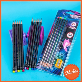 KUDOSTH ชุดเครื่องเขียน ชุดดินสอ 7 ชิ้น ดินสอไม้ 2B อุปกรณ์การเรียน เครื่องเขียน pencil ดินสอไม้ ชุดรวมเครื่องเขียน เซ็ต