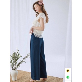 Milla off duty trousers กางเกงผ้าสีเขียวออกน้ำเงิน