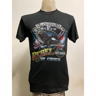 HH harley davidson 1980s เสื้อยืดวินเทจ เสื้อวง วงร็อค เสื้อโอเวอร์ปริ้นส์ Nirvana เสื้อ3D สไตล์วินเทจ AcDc Labe cotton