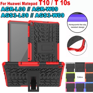 Huawei Matepad T10 / Mate Pad T10S T 10S ขาตั้งกรณี Heavy Duty 2 In 1 Hybrid ทีพียูขรุขระ + เคสแท็บเล็ตพีซี Hard ฝาหลัง Shell AGS3-L09 AGS3-W09 AGR-L09 AGR-W09