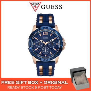 Guess Masculine Blue Multi Function Chronograph Men Watch Jam Tangan Lelaki W0366G4  W0366G3 43mm