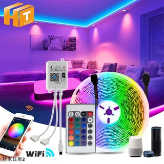 Led Strip 5050 RGB Light DC12V 5m 10m 15m Flexible Decorative Lampu with WiFi Controller + Power Adapter