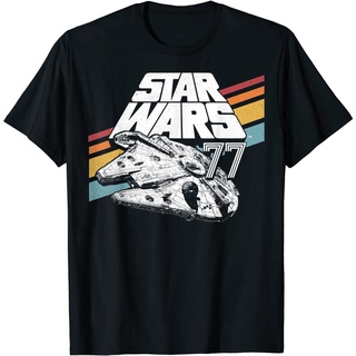 เสื้อยืดผ้าฝ้ายพิมพ์ลายแฟชั่น เสื้อยืด พิมพ์ลาย Star Wars Millennium Falcon สีรุ้ง สไตล์เรโทร