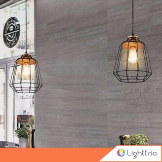 Lighttrio โคมไฟแขวนเพดาน Hanging lamp โคมไฟอลูมิเนียม ขั้ว E27 รุ่น HL-ARIS/BK-25 - สีดำ (ไม่รวมหลอดไฟ)