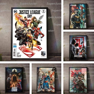 โปสเตอร์ภาพวาดผ้าใบ รูป Justice League Batman Superman Wonder Woman สําหรับตกแต่งบ้าน