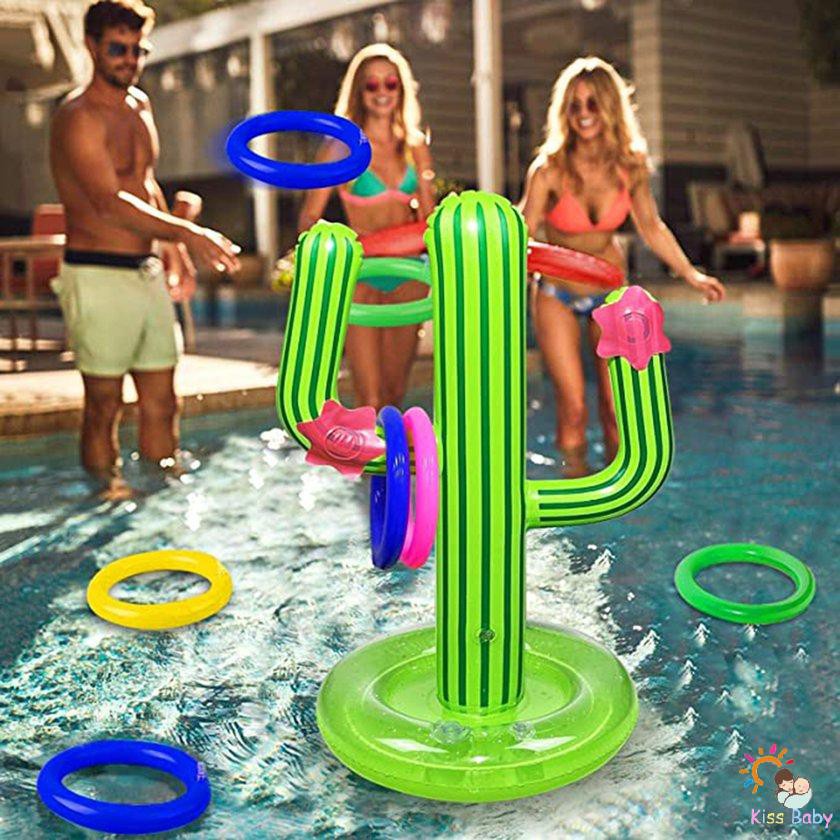 KissSwimming Pool PVC Inflatable Cactus Ring Toy Pool Ring Throwing ...